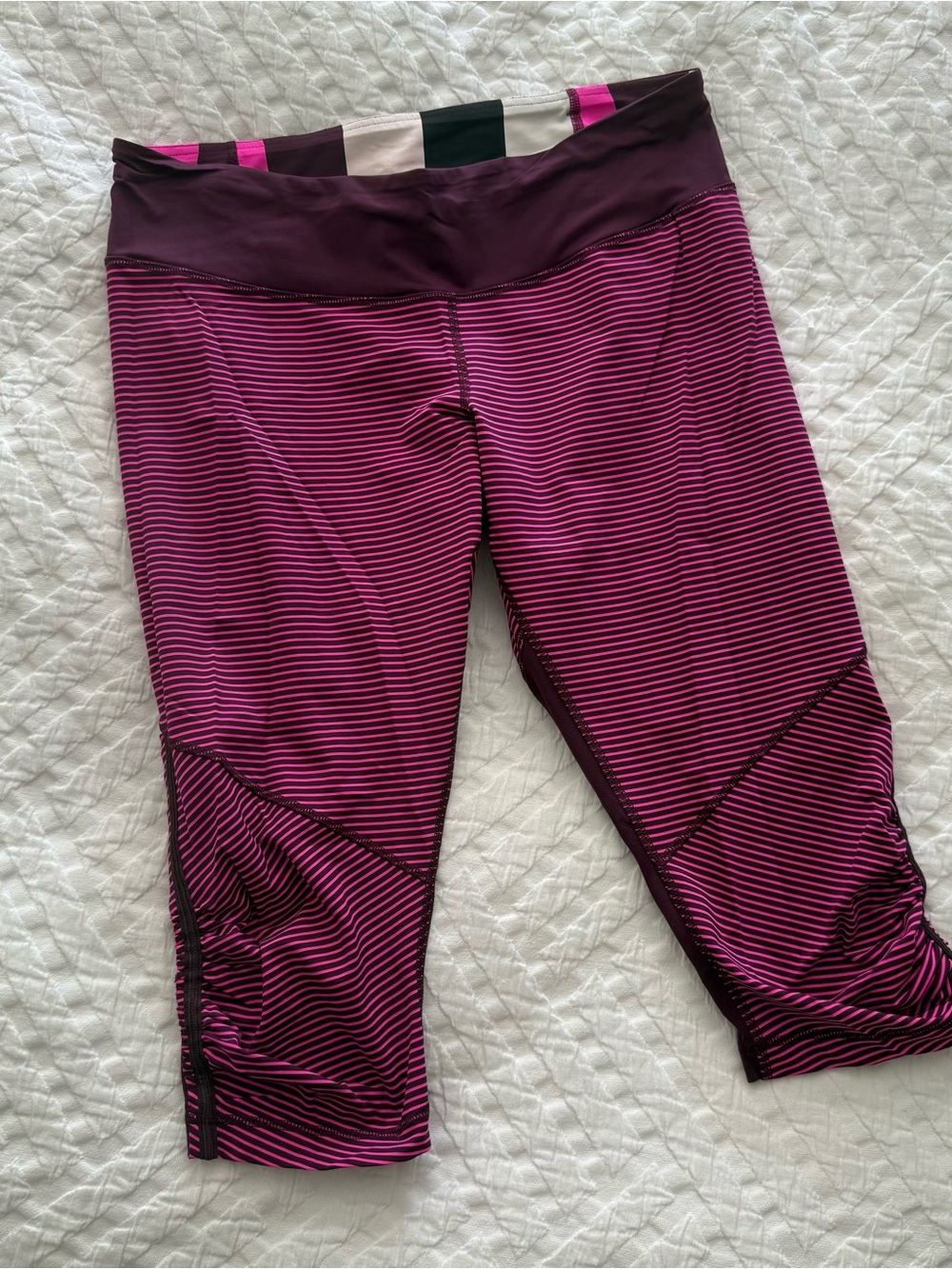 lululemon athletica Magenta and Dark Plum Striped Capri Leggings